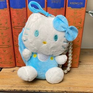 Cute Blue and White Kitty Plush Coin Purse